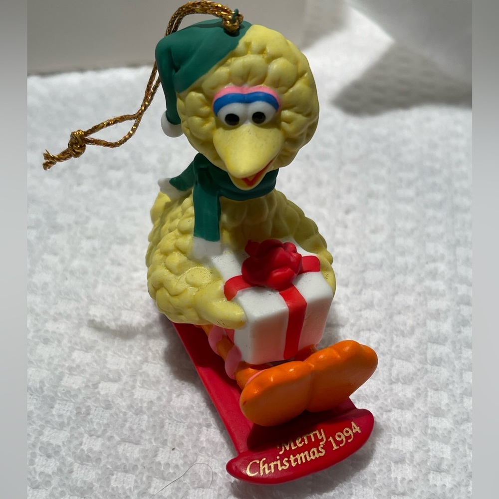 Sesame Street Big Bird on a Sled Jim Henson Ornaments
